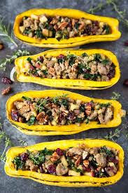 Sausage Stuffed Delicata Squash Simple Healthy Kitchen Recipe In 2020 Delicata Squash Delicata Squash Recipe Squash Varieties