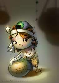 Cute Animated Little Krishna Cute Krishna Krishna Drawing Krishna Radha Painting