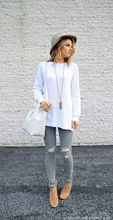 Gray Jeans A Lovely Side Project How To Wear White Jeans Fashion Grey Jeans Outfit