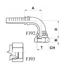 Jicf900504 Fj91b0504 Fitting Crimping R1 R2 Jic Elbow 90 Deg Female