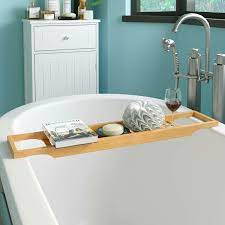 Unless you have a bathtub shelf. Cuarto De Bano Bambu Banera Bano Caddy Copa De Vino Rack Bandeja Sobre Tina De Bano Nuevo Ebay