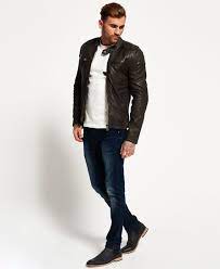 Superdry Endurance Trial Leather Jacket Green Leather Jacket Men Leather Jacket Varsity Jacket