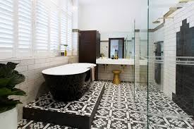 That makes the black and white combination perfect for any bathroom, regardless of size or style. Black White Marble Floring Art Deco Style Bathroom Design Blurmark