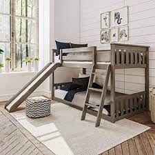 amazon com max lily 180217 151 solid wood twin low bunk bed with slide clay home kitchen bed with slide bunk bed with slide twin bunk beds