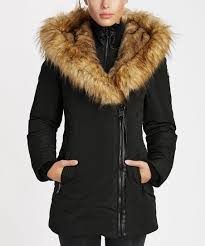 Noize Black Faux Fur Trim Mid Length Flora Jacket Zulily