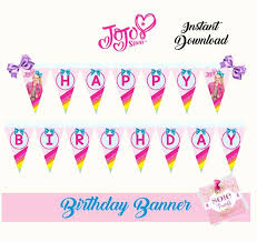 Jojo Siwa Happy Birthday Banner Digital Files Instant Download Birthday Banner Happy Birthday Banners Jojo Siwa Birthday