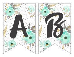 The letters also feature an inner shadow to make the forms stand out. Free Printable Alphabet Banner Mint Gold Six Clever Sisters Free Printable Banner Letters Birthday Banner Free Printable Printable Banner Letters