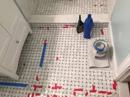 This main bath has spa style cornered with the luxe carrara marble herringbone floor and glossy, glass tile backsplash. Is Marble Basketweave Tile Typically Uneven When Installed Ceramic Tile Advice Forums John Bridge Ceramic Tile