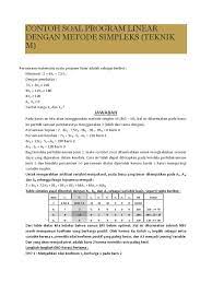 Maybe you would like to learn more about one of these? Contoh Soal Program Linear Dengan Metode Simpleks