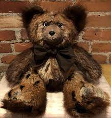 Real Fur Bear Recycled Vintage Fur Handmade Artist Teddy Bear Valentine S Day Gift For Her Chewy The Spotty Golden Brown Muskrat Fur Bear Recycled Vintage Vintage Fur Valentines Day Gifts For