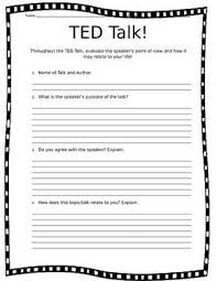 Ted Talk Questionnaire Teaching High School Ted Talks Middle School Classroom