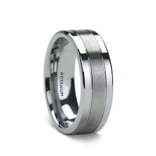 Grooved Titanium Men S Wedding Band With Satin Center Titanium Rings For Men Rings For Men Titanium Wedding Band Mens