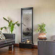 Metal Mirror Waterfall Fountain With Light In 2021 Stone Decor Waterfall Fountain Indoor Water Fountains