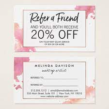 Creative Watercolor Referral Zazzle Com In 2021 Salon Business Cards Beauty Salon Marketing Home Nail Salon