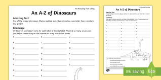 An easy to read a to z of dinosaurs for early readers. An A Z Of Dinosaurs Worksheet Worksheet