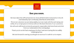 Updated 5:46 pm et, wed june 24, 2020. Gavan Reilly On Twitter Mcdonalds Closing All Uk And Ireland Outlets By Tomorrow Evening