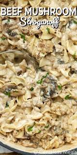 1 pound ground beef 1 medium onion, chopped (about 1/2 cup) 1 can (10 1/2 ounces) campbell's® condensed cream of mushroom soup or 98% fat free cream of mushroom soup 1 tablespoon ketchup Ground Beef Stroganoff Is A Fast And Easy Dinner Idea Made With Cream Of Mushroom Soup Ca Ground Beef Stroganoff Beef Recipes Easy Mushroom Stroganoff Recipe