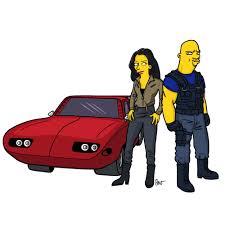 Dwayne The Rock Johnson And Michelle Rodriguez In Fast Furious 6 Simpsonized By Adn The Simpsons The Rock Dwayne Johnson Simpson
