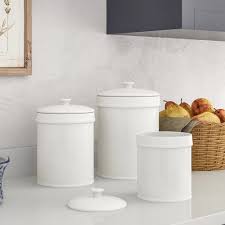 Browse a wide selection of kitchen canister sets and storage jars, including glass jars, tea/coffee/sugar canisters, candy jars and cookie jars. Sabina White Ceramic Kitchen Canister Set Of 3 Mocome