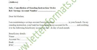 Si stands for standing instruction. Letter To Bank For Cancellation Of Standing Instruction Order
