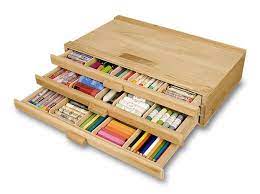 3 Drawer Wood Pastel Box Wood Storage Box Art Supplies Storage Pencil Storage