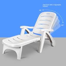 Metal outdoor chaise lounges : China Plastic Folding Lounger Chaise Chair On Wheels Outdoor Patio Deck Chair Adjustable Rolling Lounger 5 Position Recliner W Armrests White China Chair Plastic Chair
