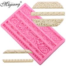 Mujiang Diy Baroque Scroll Relief Cake Border Silicone Mold Frame Fondant Cake Decorating Tools Candy Chocolate Silicone Molds Diy Candy Fondant Silicone Molds