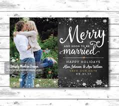Save The Date Christmas Card Merry And Married Married Etsy Wedding Christmas Card Wedding Saving Christmas Wedding Invitations