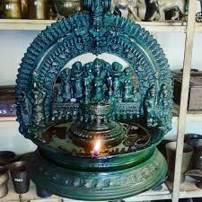 Gajalakshmi Oil Lamp Antique Showpiece In 2020 Antique Oil Lamps Scratchboard Art Oil Lamps