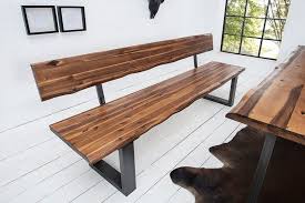 Finebuy esszimmerbank 160cm essbank mit lehne baumkante sitzbank bank holz. Massive Baumstamm Bank Genesis 160cm Mit Ruckenlehne Akazie Massivholz Baumkante Sitzbank Kufengestell Industrial Finish Sitzbank Esszimmer Sitzbank Dekor