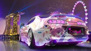 Animated Character Printed White Coupe Wallpaper Super Car Tony Kokhan Colorful Toyota Supra Jdm Anime 4k Wallpaper Hdw Toyota Supra Toyota Supra Mk4 Jdm