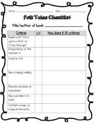 Folktale Checklist Traditional Literature Folk Tales Activities Folk Tales