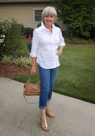 Fifty Not Frumpy White Shirt And Jeans Over 50 Womens Fashion Fashion Over 50 White Shirt And Jeans