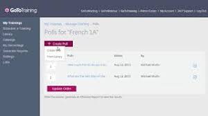 Gototraining is a relatively new service provided by gotowebinar which gives you extra features such as tests built into the webinar and you can share files as well. Official Gototraining Help Gototraining Support