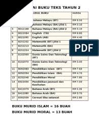 Buku teks bahasa arab darjah 2. Senarai Buku Teks Tahun 2