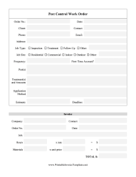 Elements of a change order form. Pest Control Work Order Template