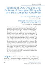 Found 63814 words that start with a. Pdf Spelling It Out One Por Uno Patterns Of Emergent Bilinguals In A Dual Language Classroom Mitch Ingram And Enrique D Degollado Academia Edu