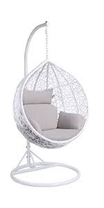 Add some seriously cosy, affordable style to your garden, patio, decking or balcony this summer, with this amazing outdoor egg chair. Yaheetech Hanging Relax Egg Chair Garden Rattan Swing Chair With Stand Cushion Cover 150 Kg Capacity White Amazon Co Uk Garden Outdoors