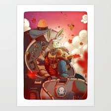 A Grown Up Version Of Tweak Bunny The Octonaut Mechanic Emerging From Her Octo Max Suit Ballpoint On Paper Digital Colour Lt Br X2f Art Prints Art Print