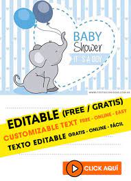 Baby Shower Elefantito Invitaciones Editables Gr Invitaciones De Baby Shower De Varon Invitaciones Para Baby Shawer Invitaciones De Baby Shower Para Imprimir
