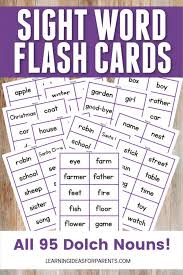 Cut out the cards, fold them in half, then glue the backs of each card together with a glue stick. Dolch Nouns Sight Word Flash Cards Free Printable