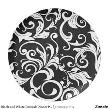 Black And White Floral Dinner Plates Black And White Damask Dinner Plates Zazzle Com Black And White Plates White Damask Black And White Dishes