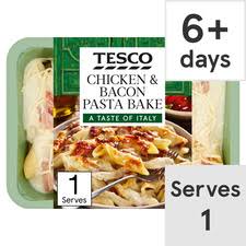 Our straightforward dishes are perfect to get your children cooking and ideal for rustling up something delicious when time is short. Tesco Chicken Bacon Pasta Bake 450g Tesco Groceries