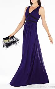 aurica v neck pleated long bcbg evening gown purple bcbg