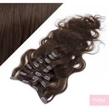 Au clearance 100% human hair extensions clip in real remy hair full head blonde. Clip In Wavy Human Hair Remy Dark Brown 20 50cm Hair Extensions Hotstyle