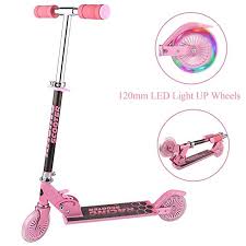 Aceshin Mini Kick Scooter Aluminum Folding Scooters With Led Light Up Wheels Adjustable Height For Kids Girls Boys Toddler Led Lights Kids Girls Kick Scooter
