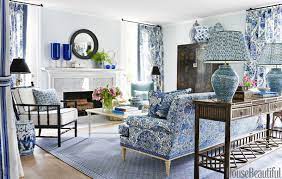 The Cozy House That Blue And White Built Blue And White Living Room French Country Living Room Country Living Room Design