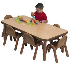 Kids table & chair sets, daycare tables, preschool table chair sets, value table and chairs, resin table and chair sets, baseline. Baseline Preschool 60 X 30 Rectangular Table Chair Set Natural Wood Children S Factory