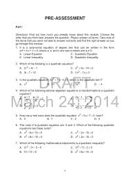 K To 12 Grade 9 Learner S Material In Mathematics Solving Linear Equations Solving Quadratic Equations Mathematics