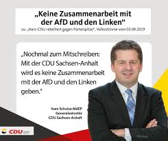 Wirklich keine koalition aus cdu und afd? Cdu Sachsen Anhalt A Twitter Generalsekretar Sven Schulze Mdep Aussert Sich Zur Aktuellen Berichterstattung Der Volksstimme Nochmal Zum Mitschreiben Mit Der Cdulsa Wird Es Keine Zusammenarbeit Mit Der Afd Und Den Linken Geben